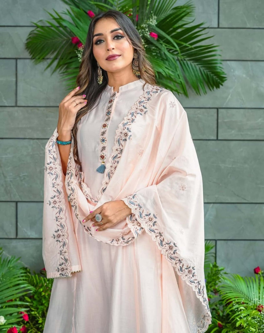 Pure Muslin Cotton Kurta Set with Sequence Embroidery & Dupatta – Women’s Ethnic Wear
