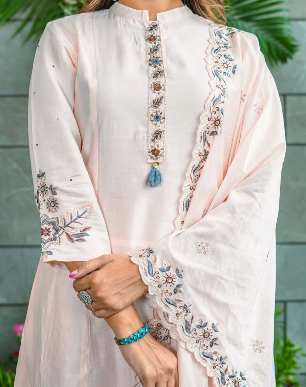 Pure Muslin Cotton Kurta Set with Sequence Embroidery & Dupatta – Women’s Ethnic Wear