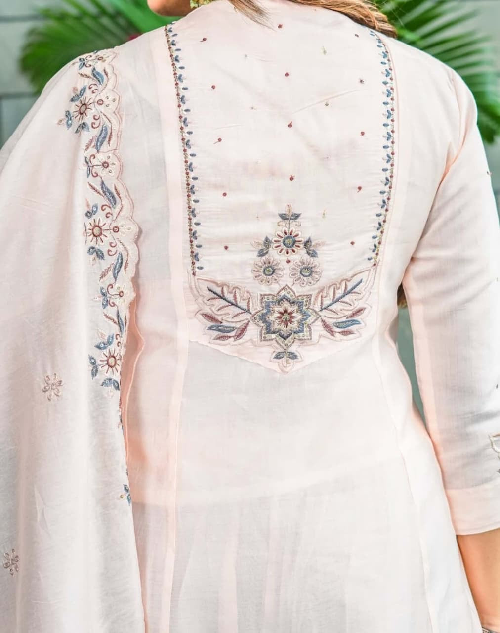 Pure Muslin Cotton Kurta Set with Sequence Embroidery & Dupatta – Women’s Ethnic Wear