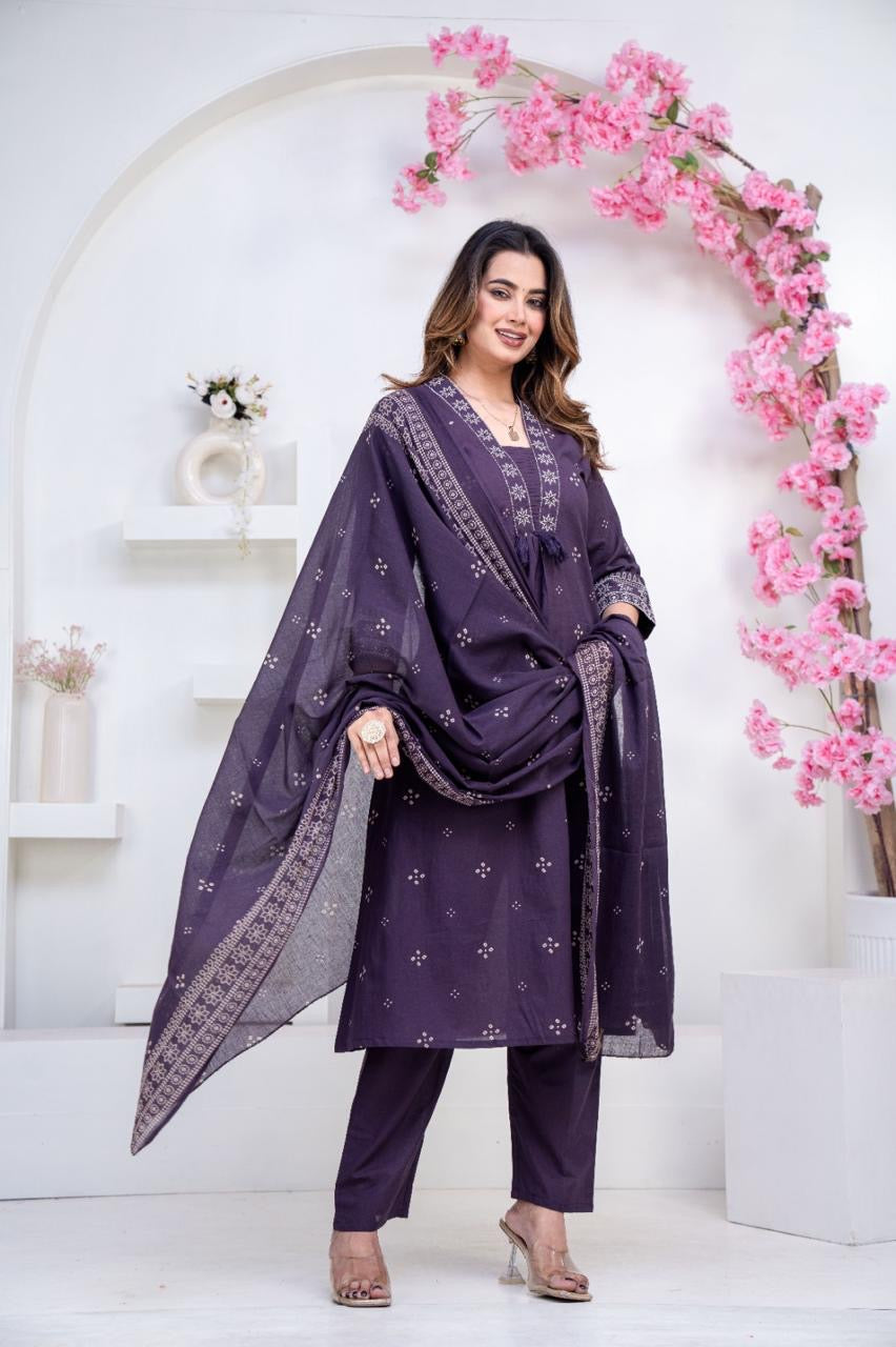 Heavy Embroidered Suit Set - Pure Cotton