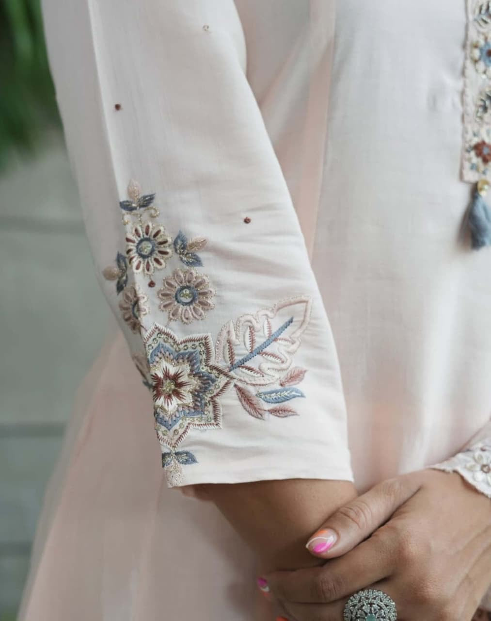 Pure Muslin Cotton Kurta Set with Sequence Embroidery & Dupatta – Women’s Ethnic Wear