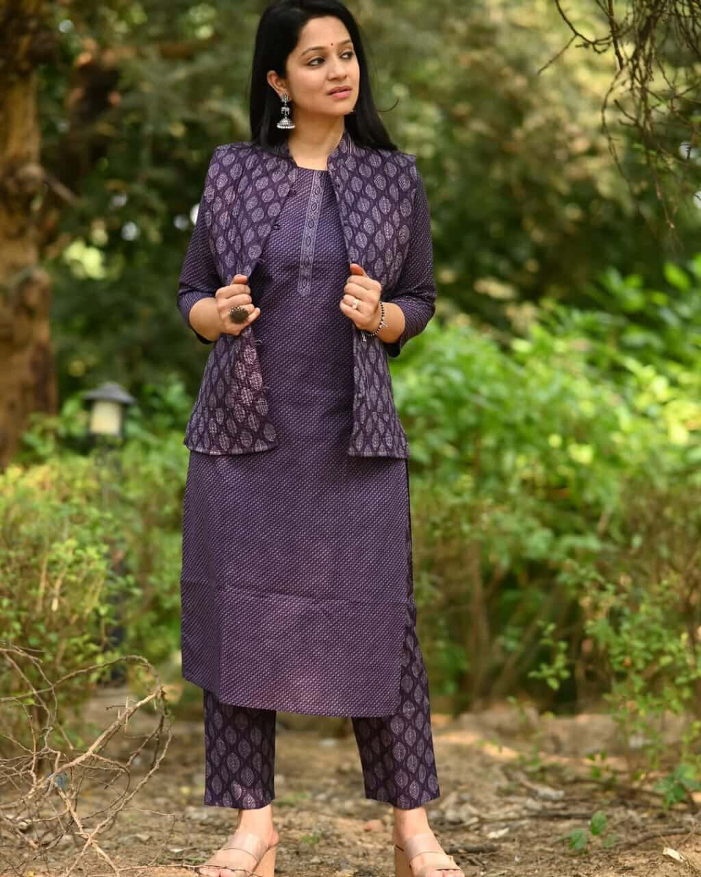 Premium Cotton Kurta Set with Warm Quilted Jacket - Winter Collection