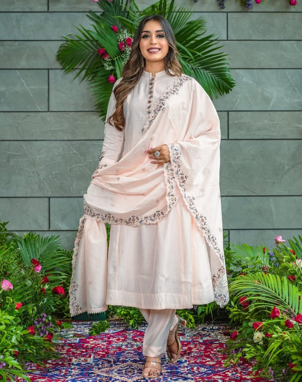 Pure Muslin Cotton Kurta Set with Sequence Embroidery & Dupatta – Women’s Ethnic Wear