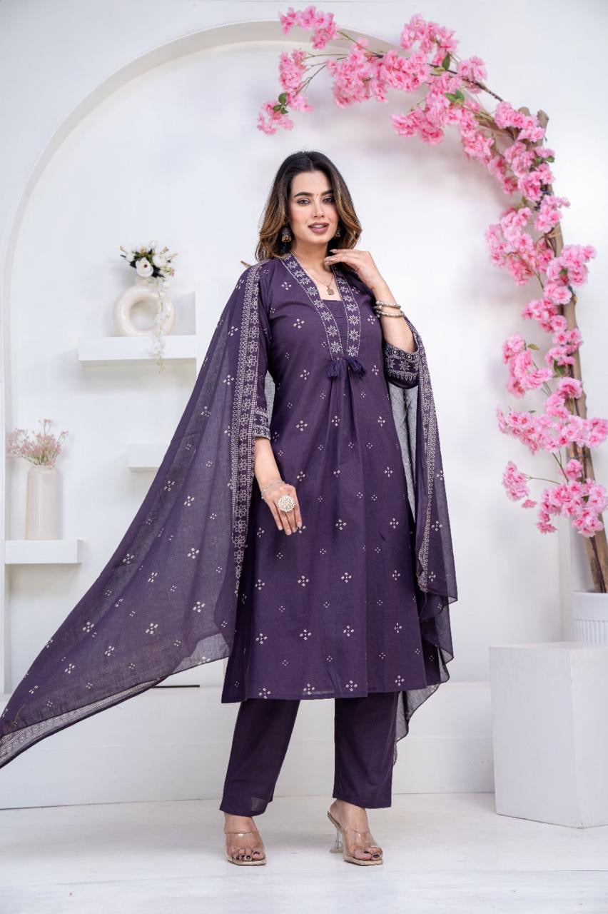 Heavy Embroidered Suit Set - Pure Cotton