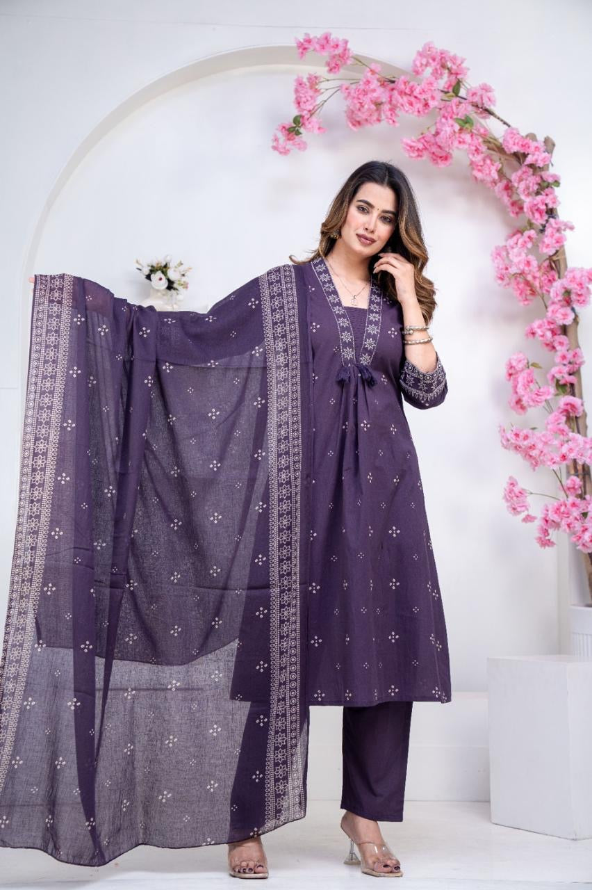 Heavy Embroidered Suit Set - Pure Cotton