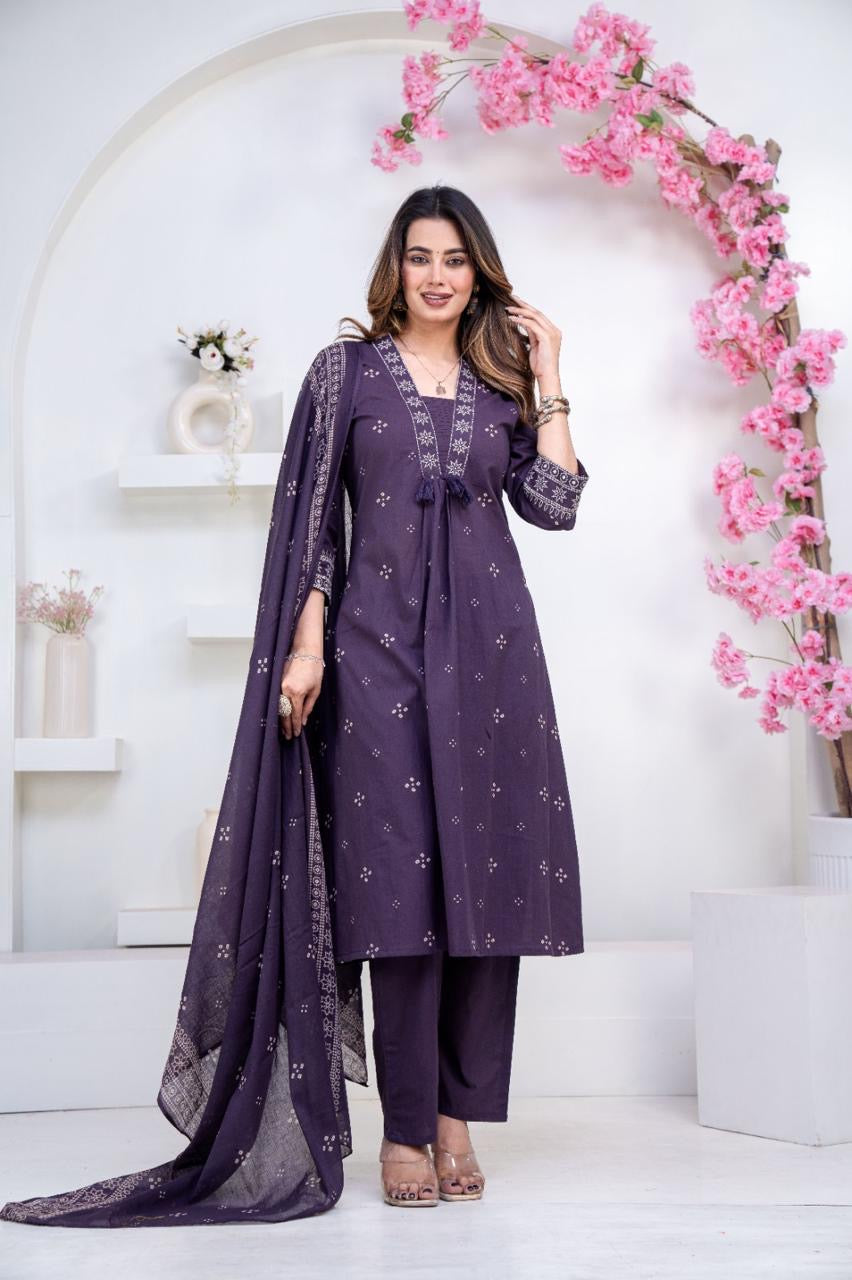 Heavy Embroidered Suit Set - Pure Cotton