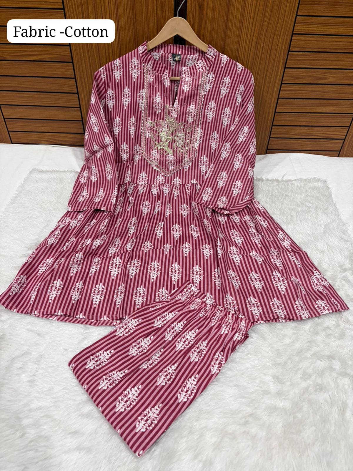 Trendy and Elegant Embroidered Cotton Cord Set for Women