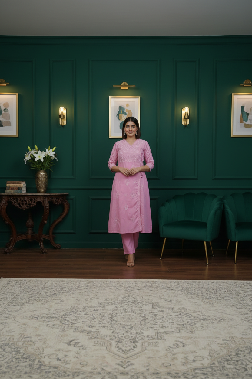 Long shot full room - emerald background