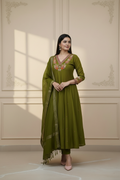 Olive Green Anarkali - Medium View