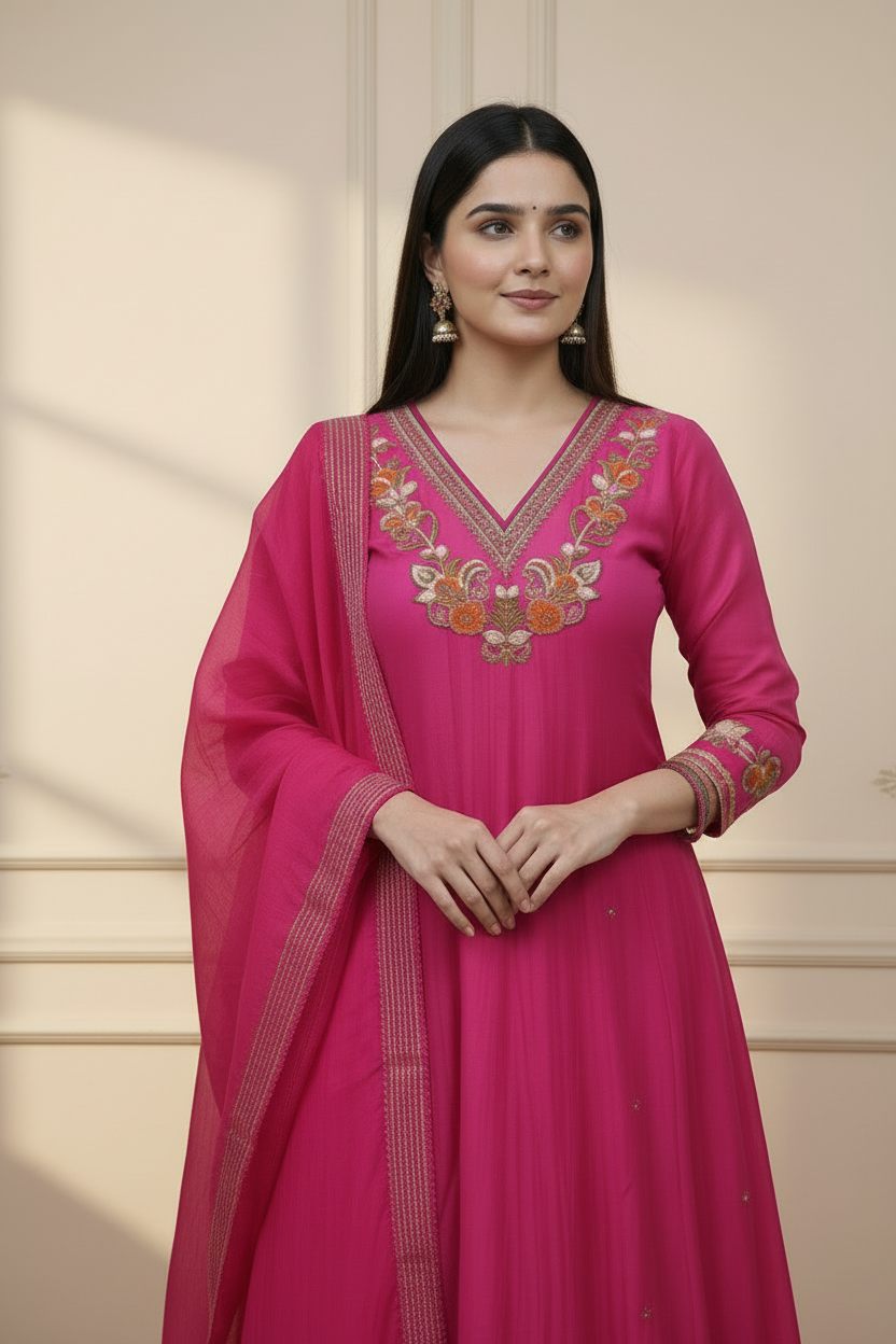 Pink Anarkali - Medium View